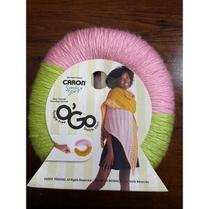 Caron Simply Soft Ogo Quick Start Yarn Lime Frost Soft Pink Tangle Free